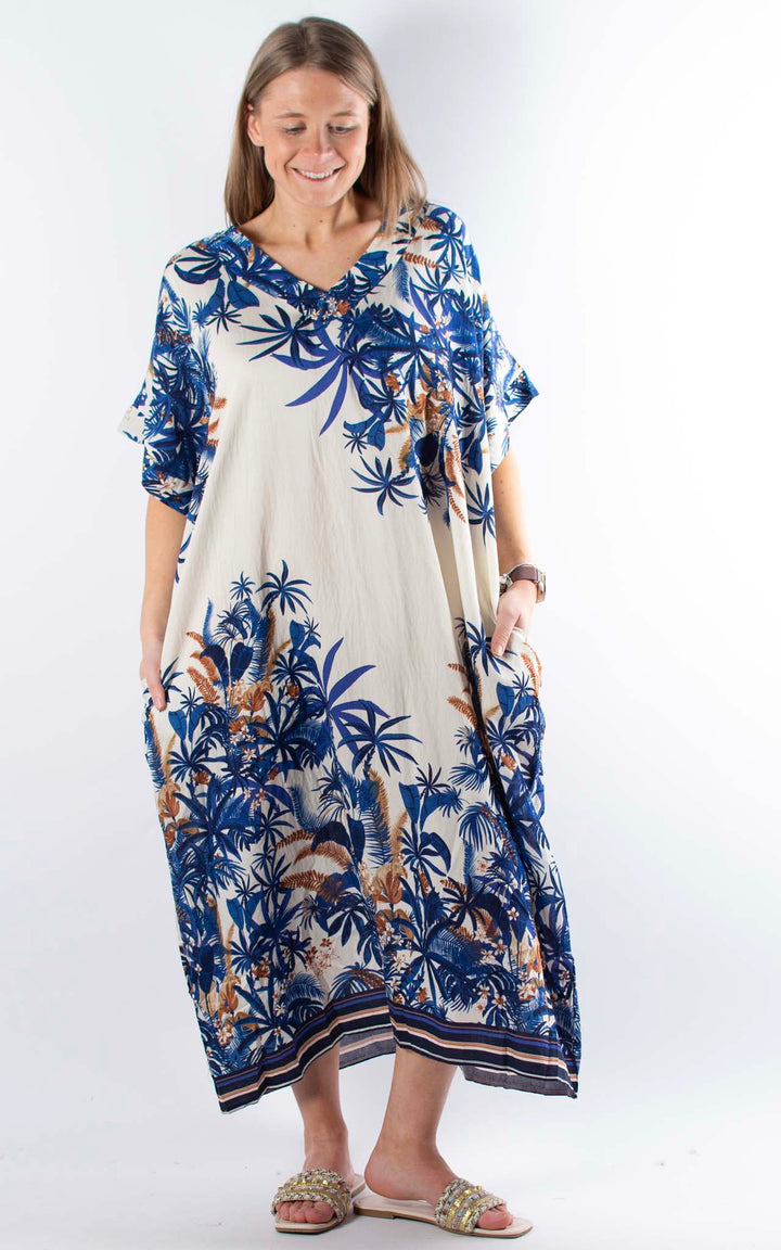 Palma Multi-Leaf Dress | Blue