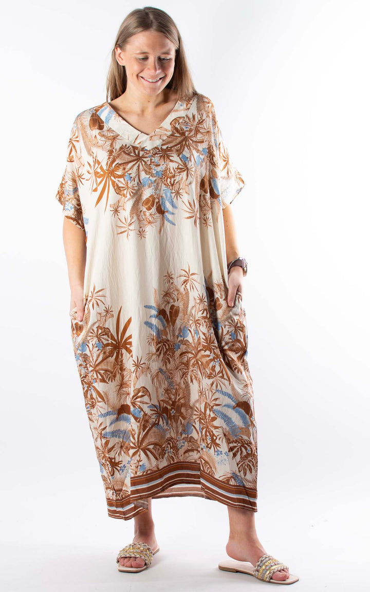 Palma Multi-Leaf Dress | Chocolate