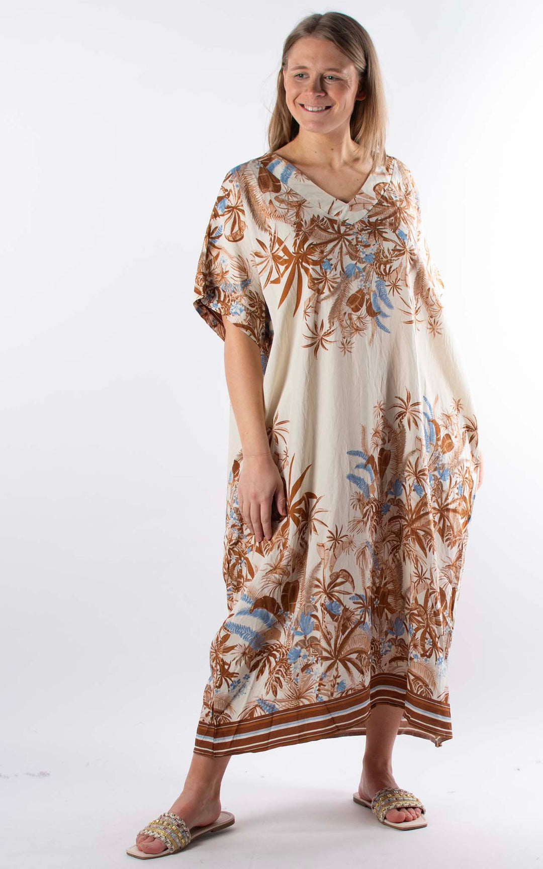 Palma Multi-Leaf Dress | Chocolate