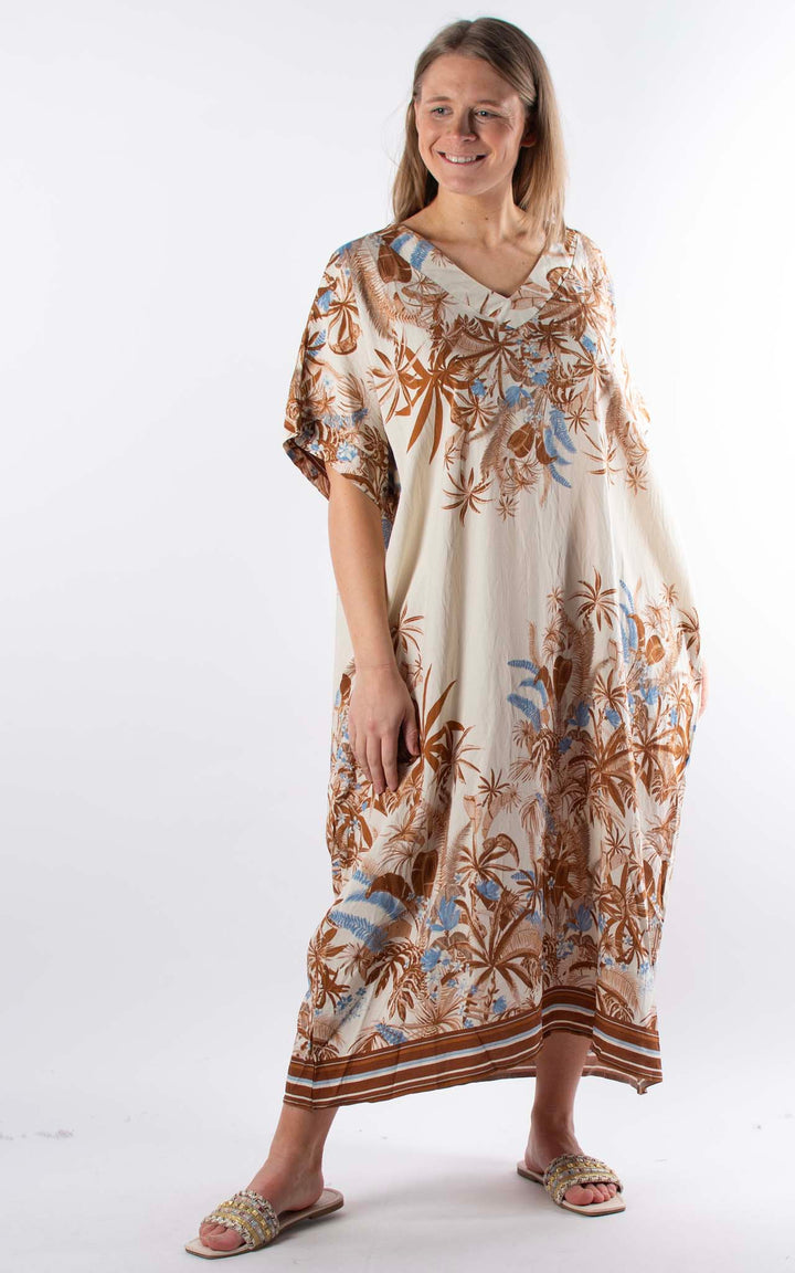 Palma Multi-Leaf Dress | Chocolate
