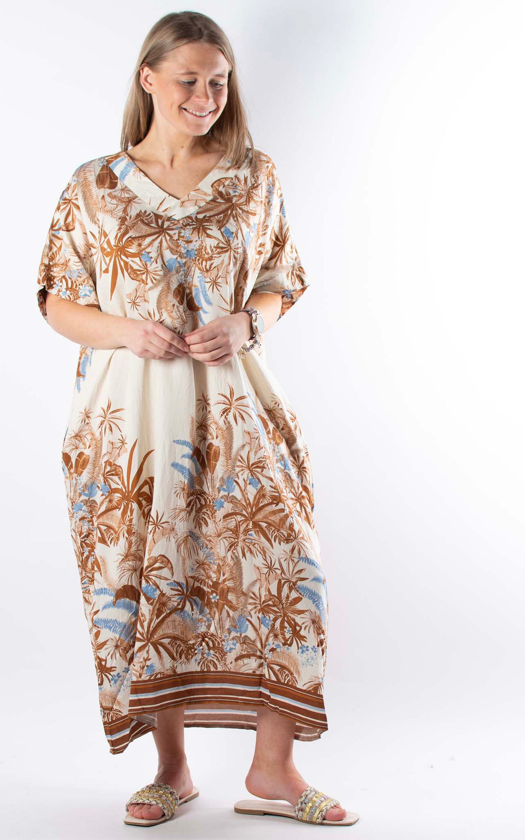 Palma Multi-Leaf Dress | Chocolate