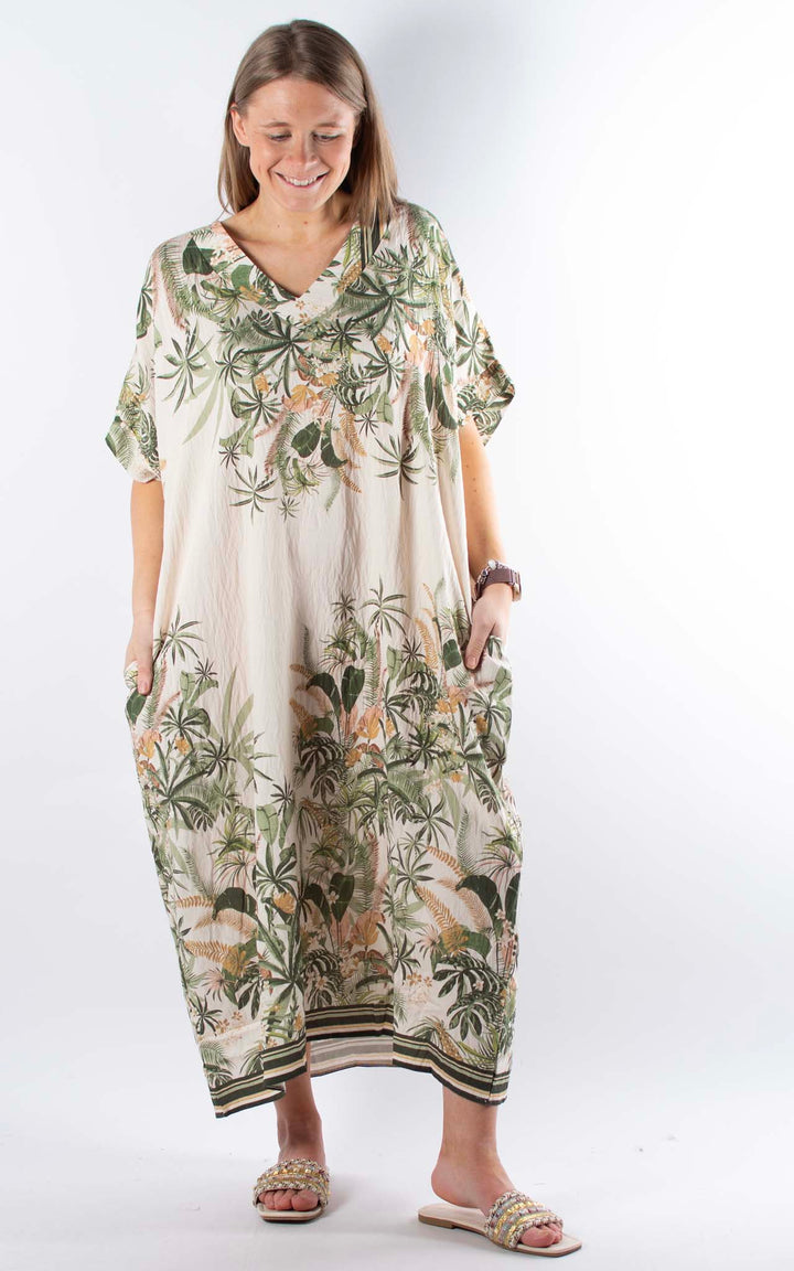 Palma Multi-Leaf Dress | Green