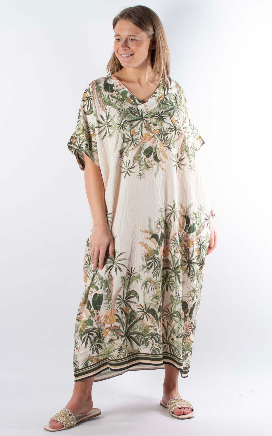 Palma Multi-Leaf Dress | Green