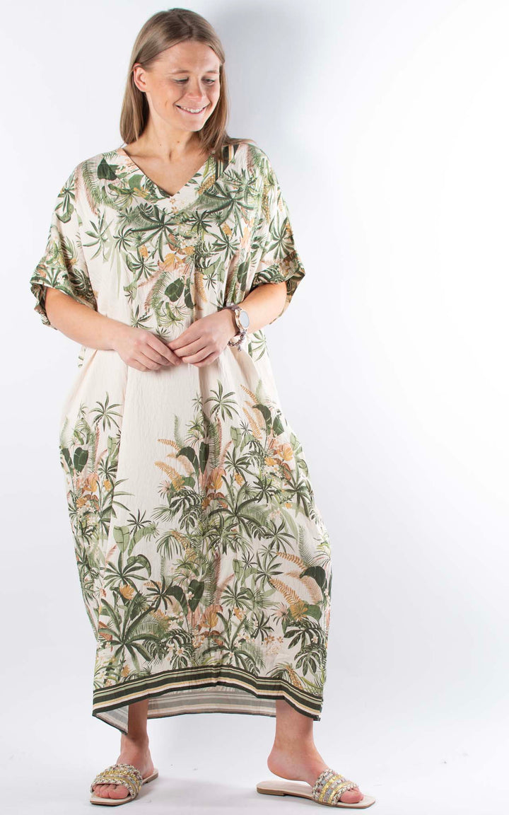 Palma Multi-Leaf Dress | Green
