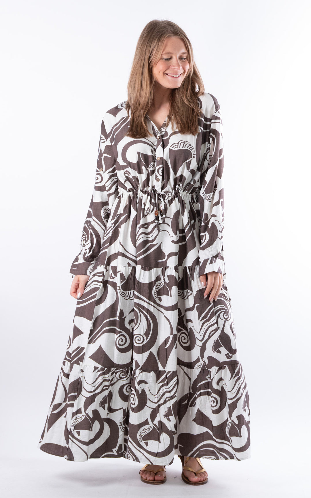 Palma Multi-Pattern Dress | Coffee