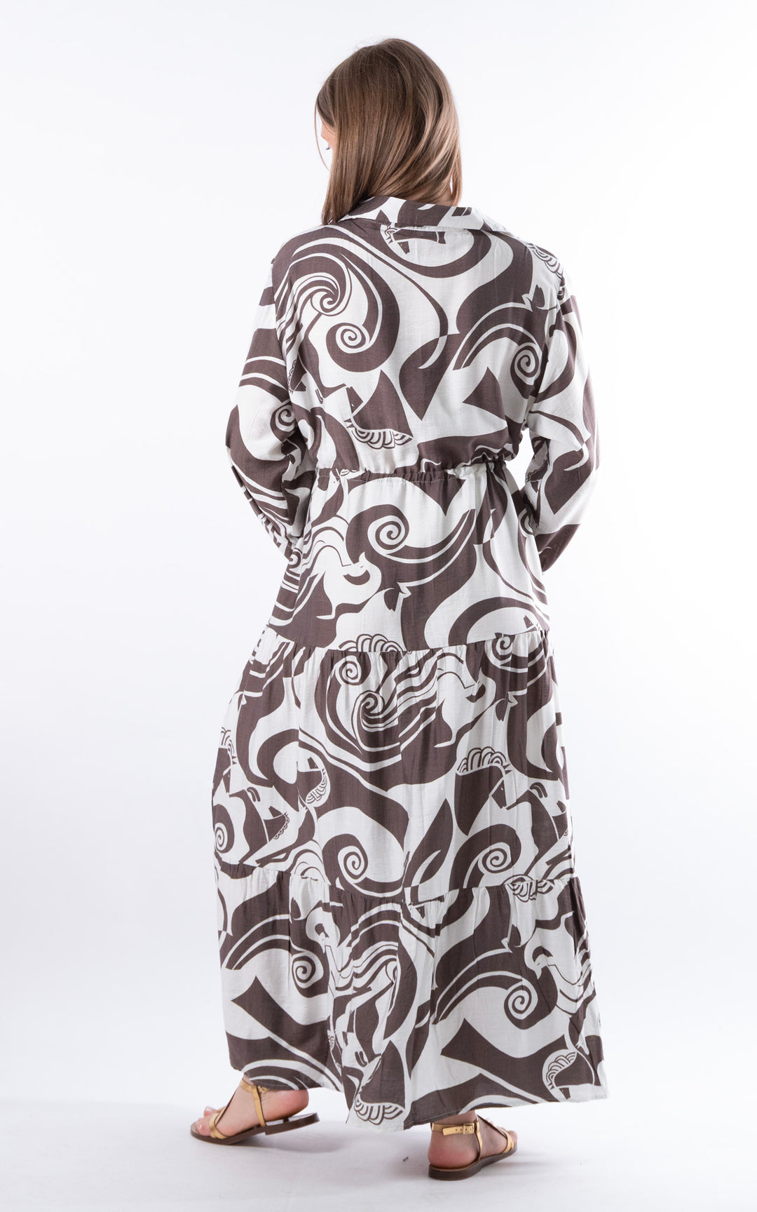 Palma Multi-Pattern Dress | Coffee