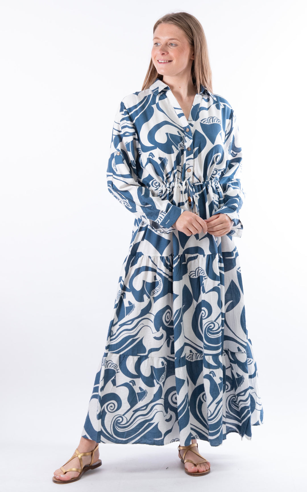Palma Multi-Pattern Dress | Denim