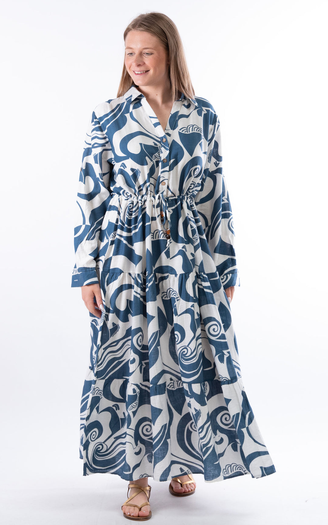 Palma Multi-Pattern Dress | Denim