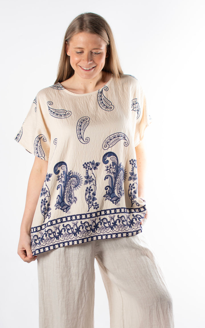 Palma Paisley Chain T | Beige