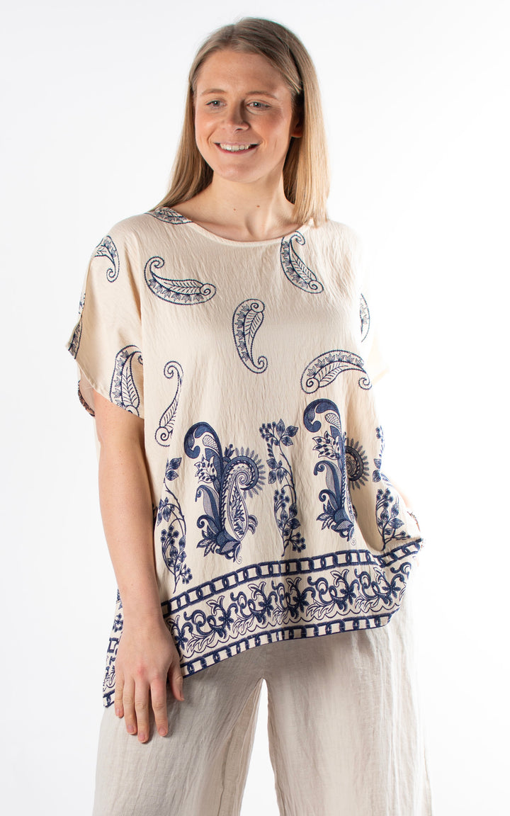 Palma Paisley Chain T | Beige