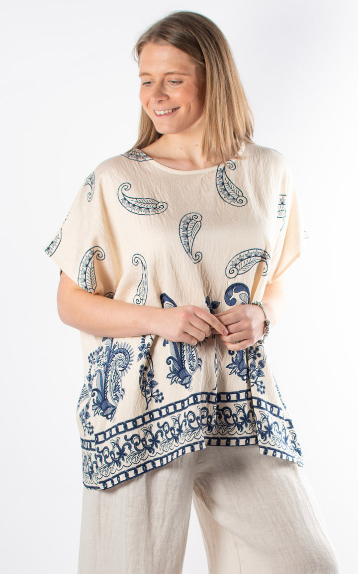Palma Paisley Chain T | Beige
