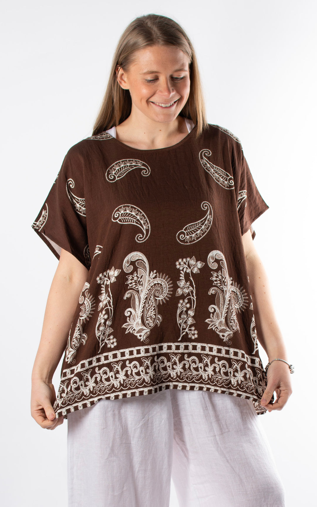 Palma Paisley Chain T | Chocolate