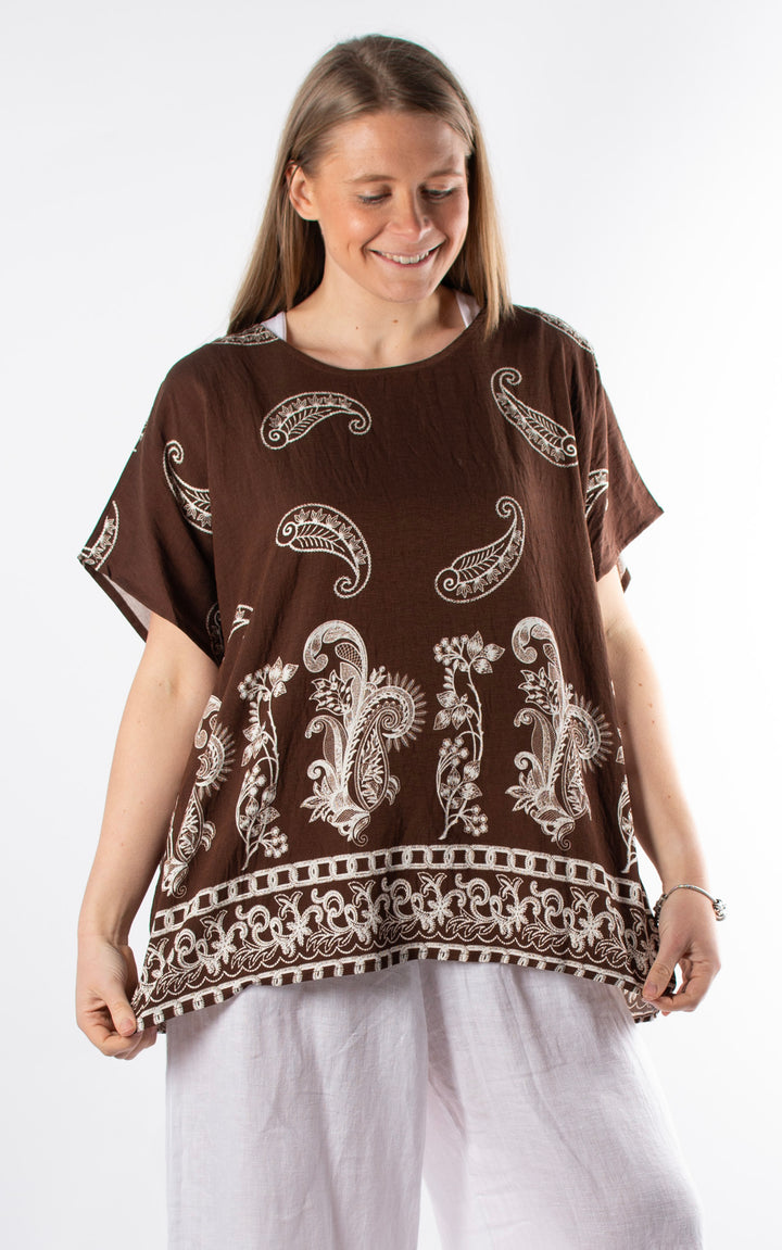 Palma Paisley Chain T | Chocolate