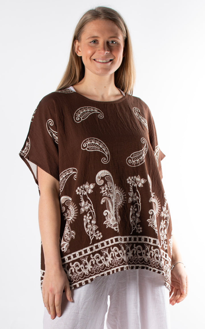 Palma Paisley Chain T | Chocolate