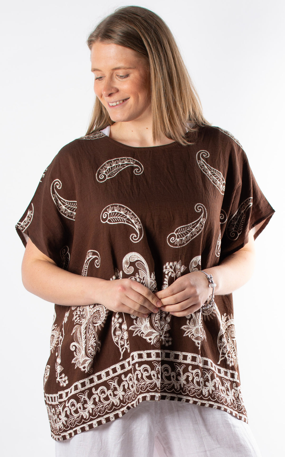Palma Paisley Chain T | Chocolate