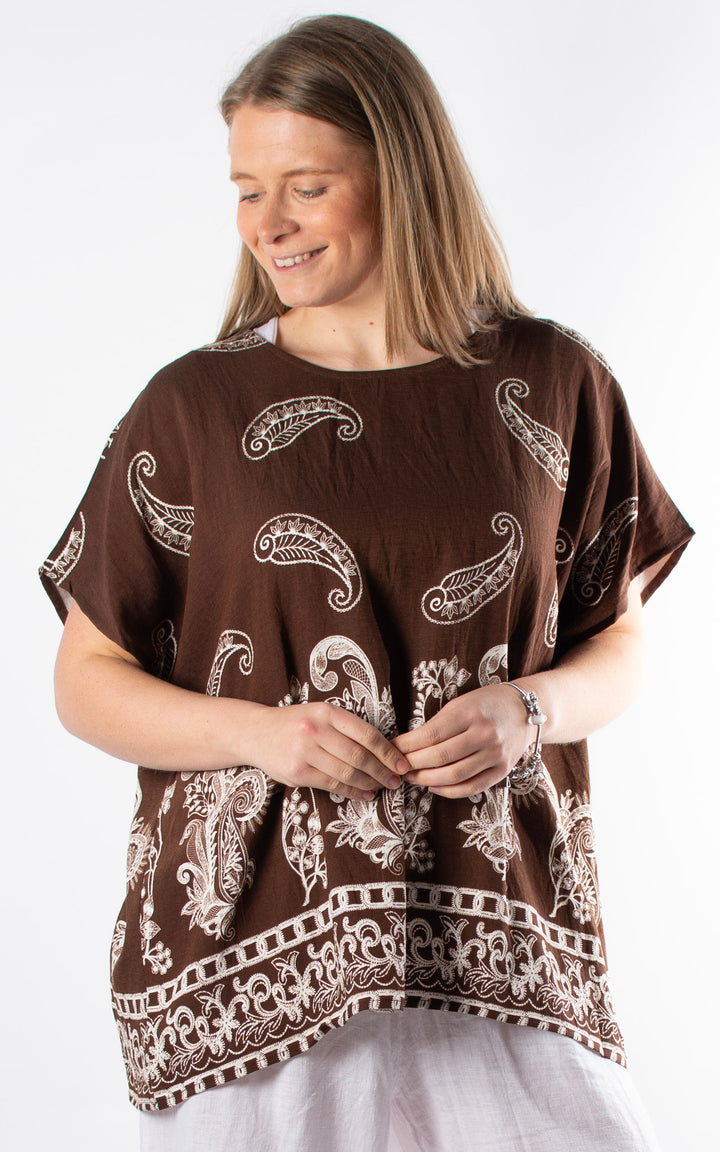 Palma Paisley Chain T | Chocolate