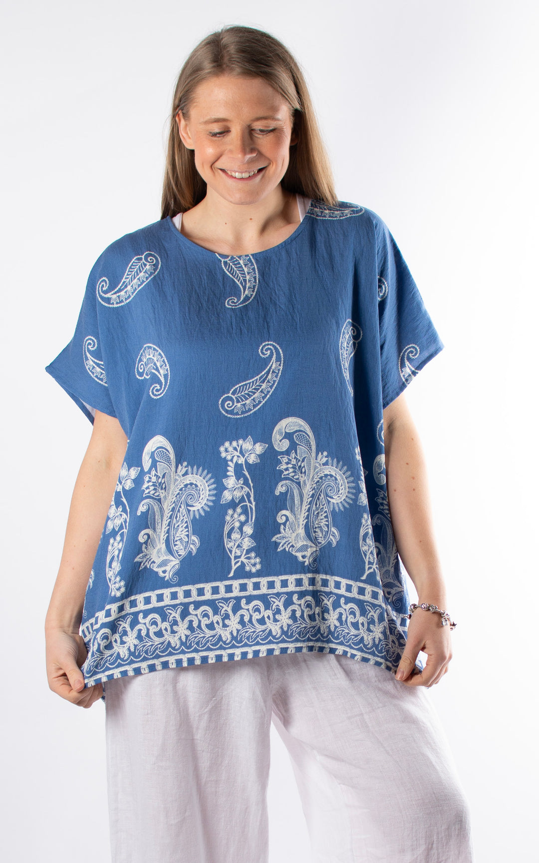 Palma Paisley Chain T | Denim