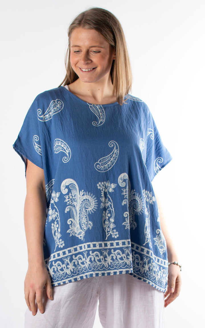 Palma Paisley Chain T | Denim