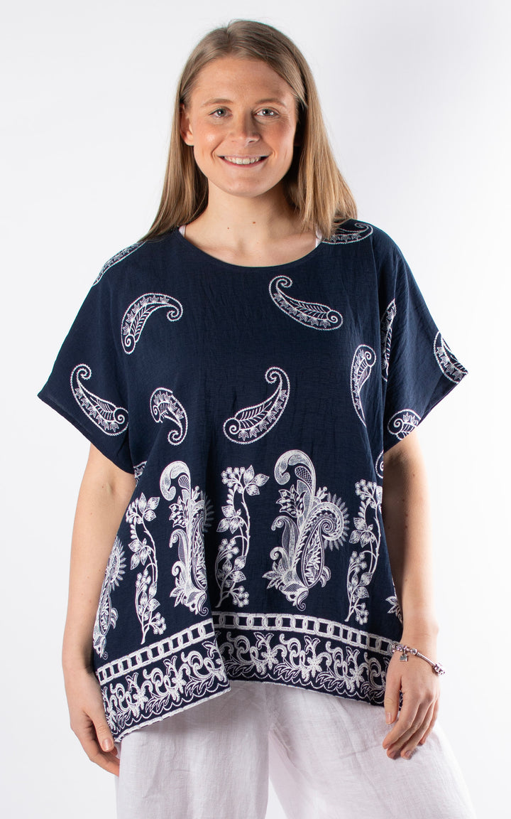 Palma Paisley Chain T | Navy