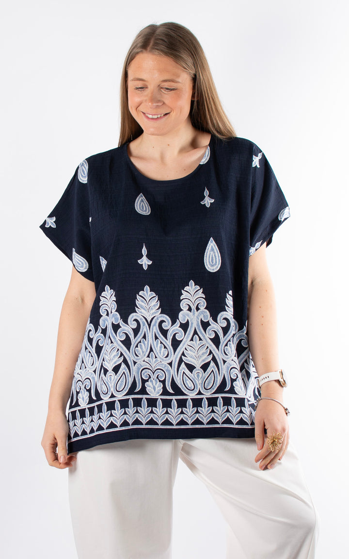 Palma Paisley T | Navy
