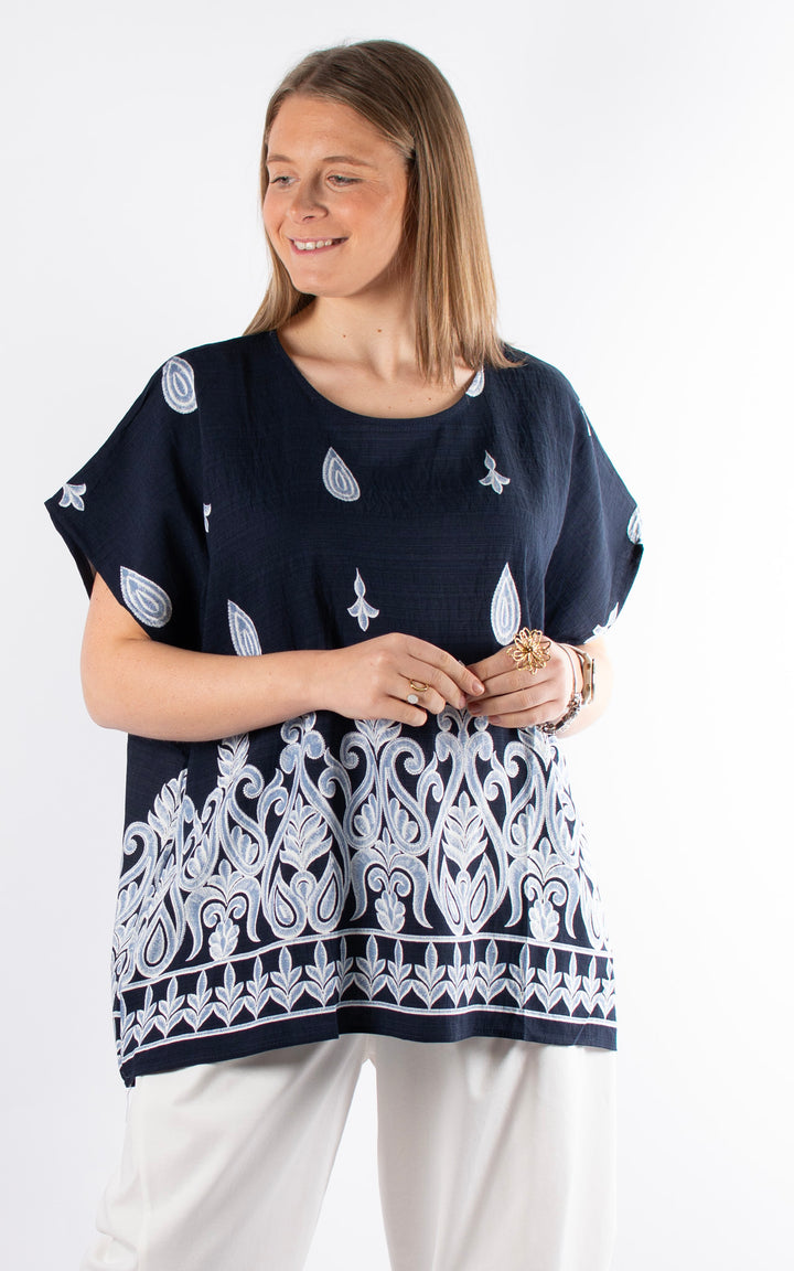 Palma Paisley T | Navy