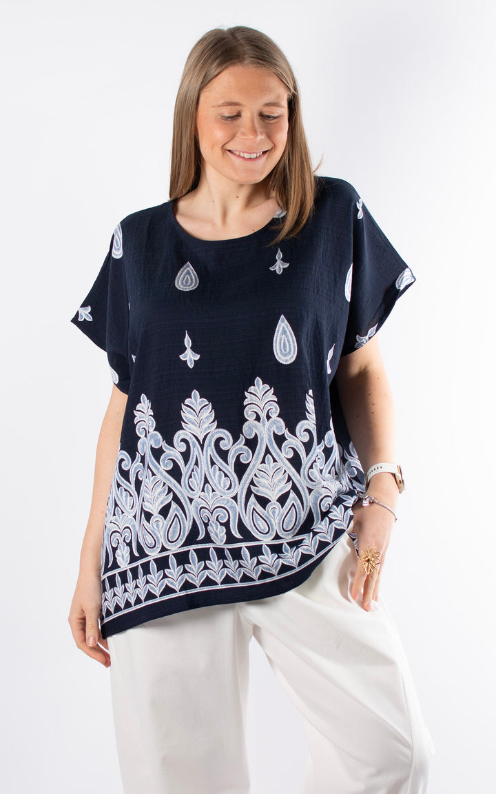Palma Paisley T | Navy