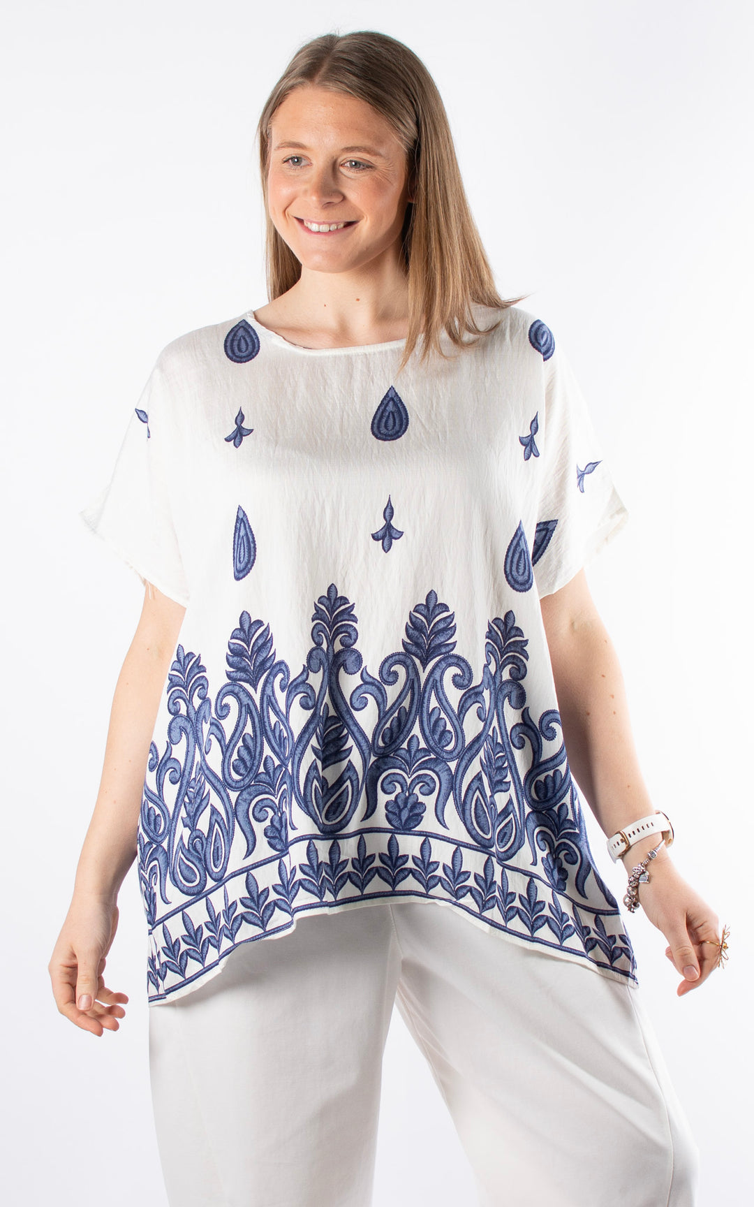 Palma Paisley T | White/Blue