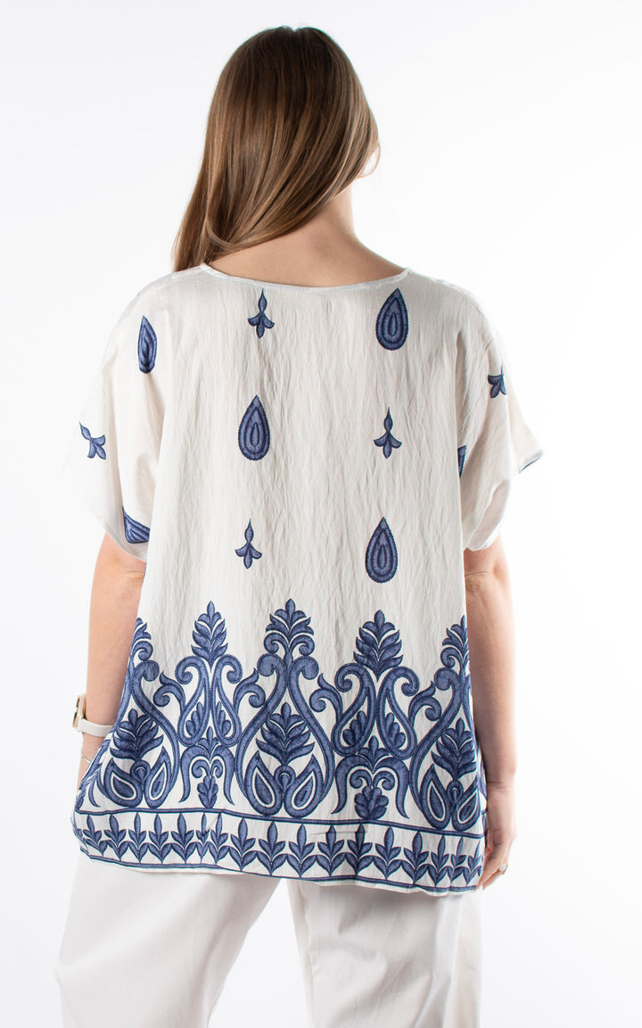 Palma Paisley T | White/Blue
