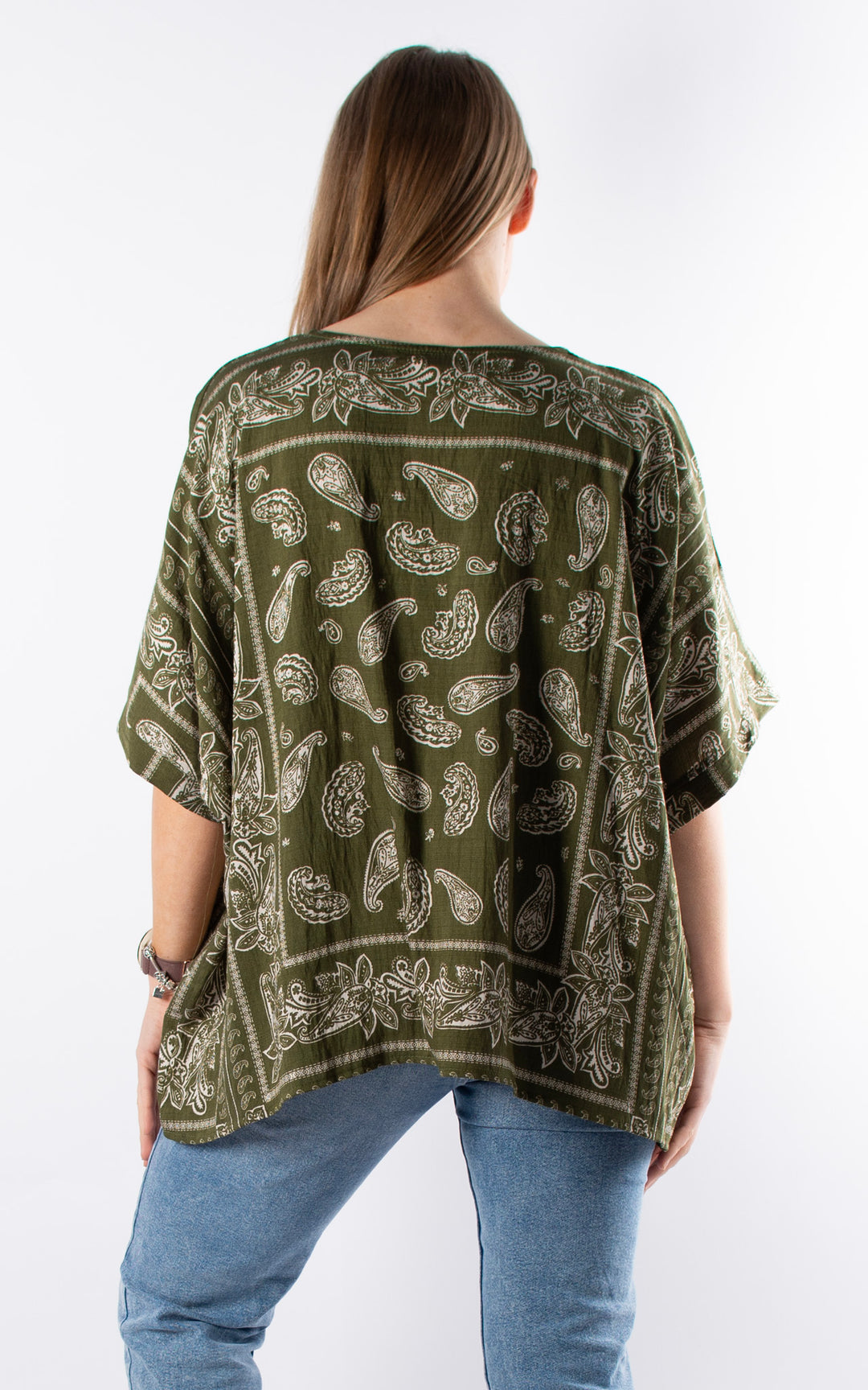 Palma Paisley V-Neck T | Green