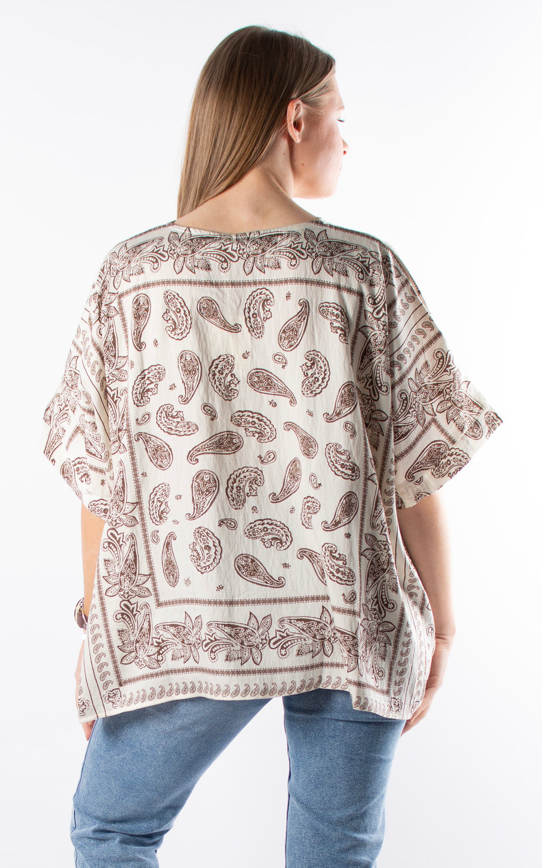 Palma Paisley V-Neck T | Ivory