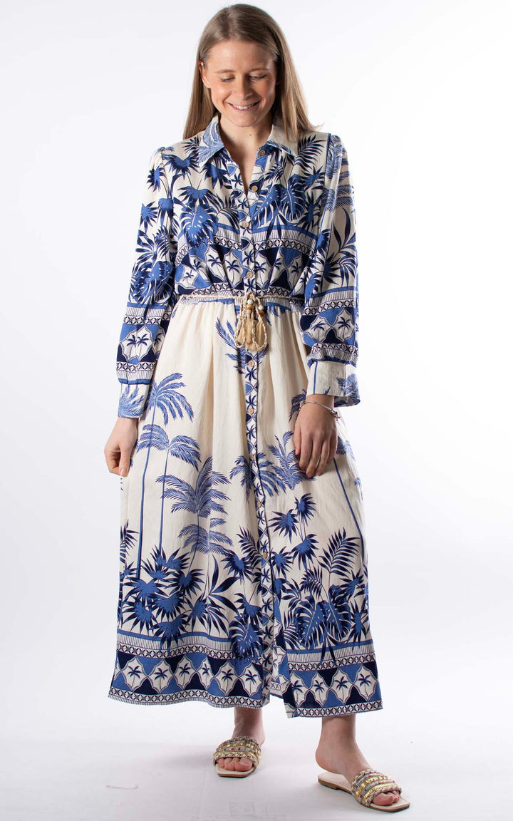 Palma Palm Shirt Dress | Blue