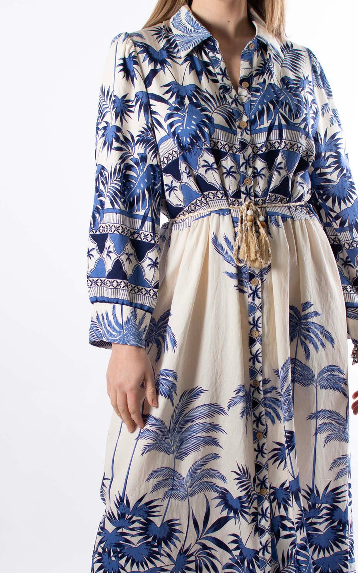 Palma Palm Shirt Dress | Blue