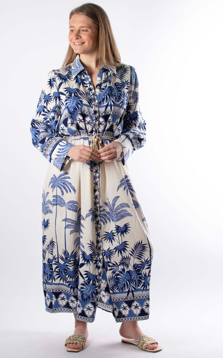 Palma Palm Shirt Dress | Blue