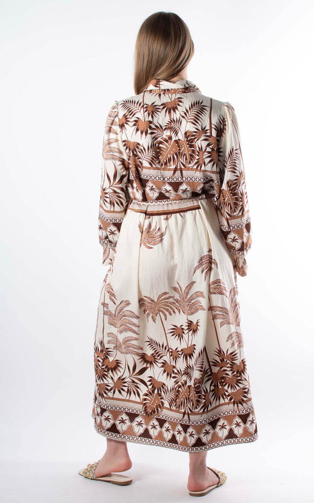 Palma Palm Shirt Dress | Chocolate