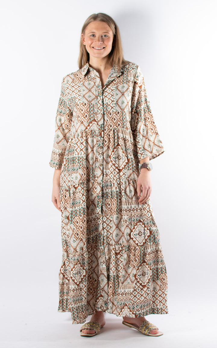 Palma Pattern Shirt Dress | Green