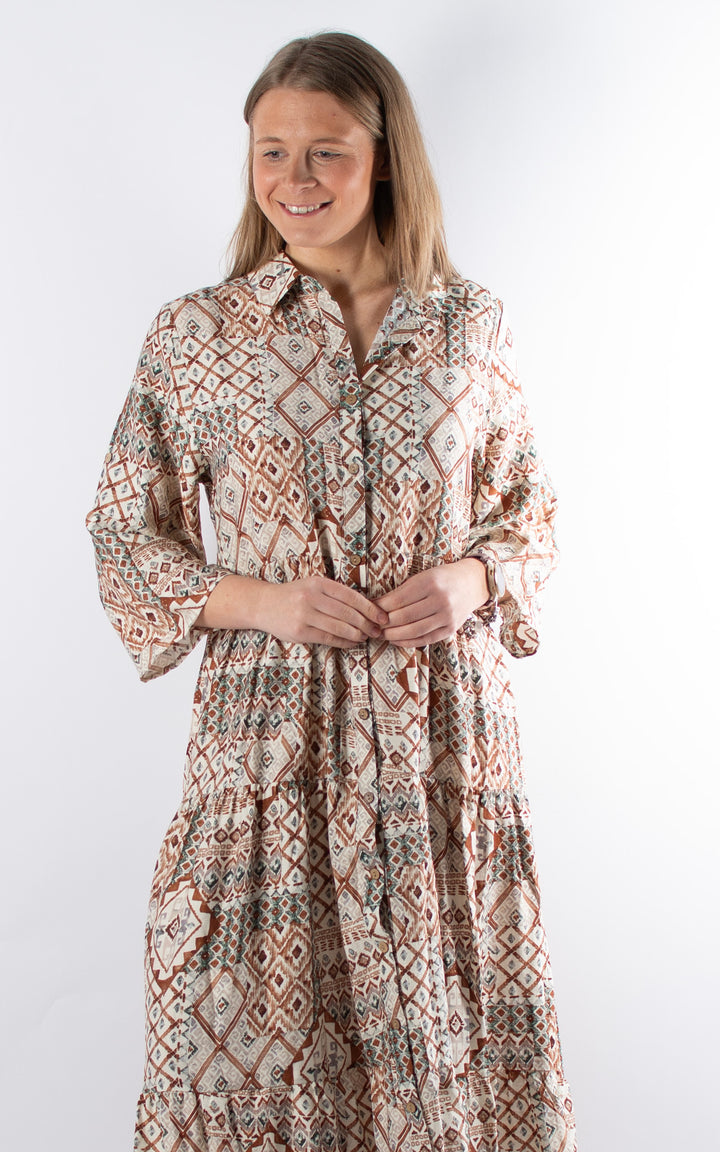 Palma Pattern Shirt Dress | Green
