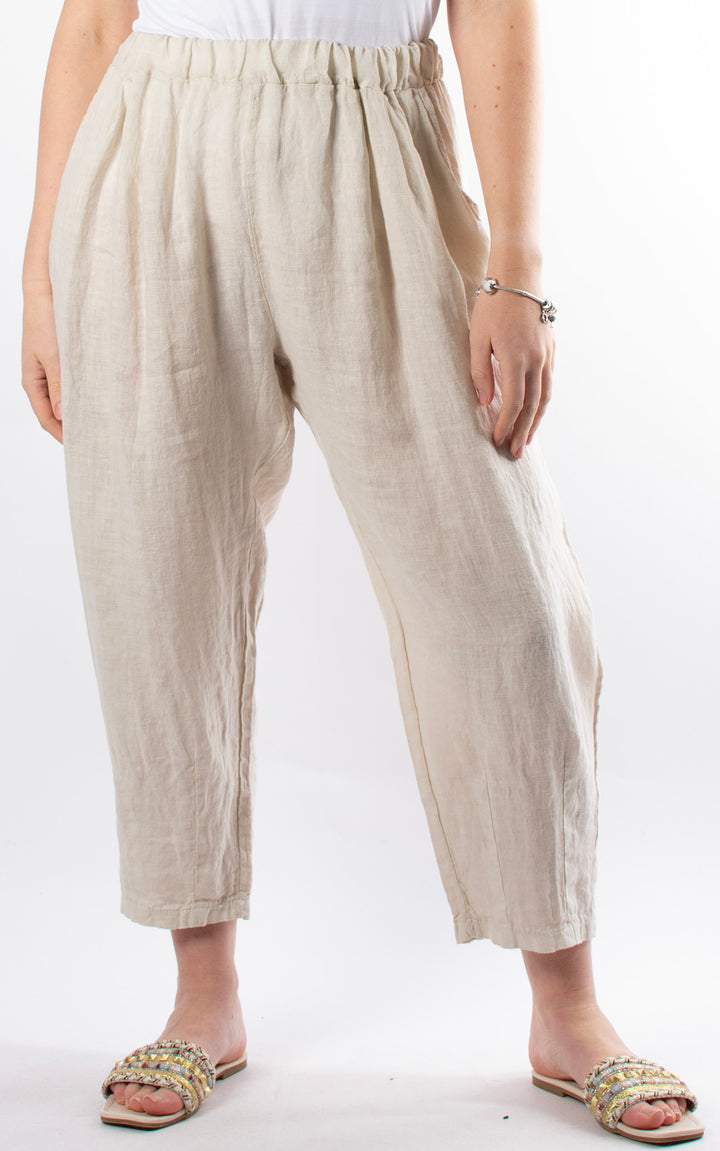 Palma Straight Leg Linen Trousers | Beige