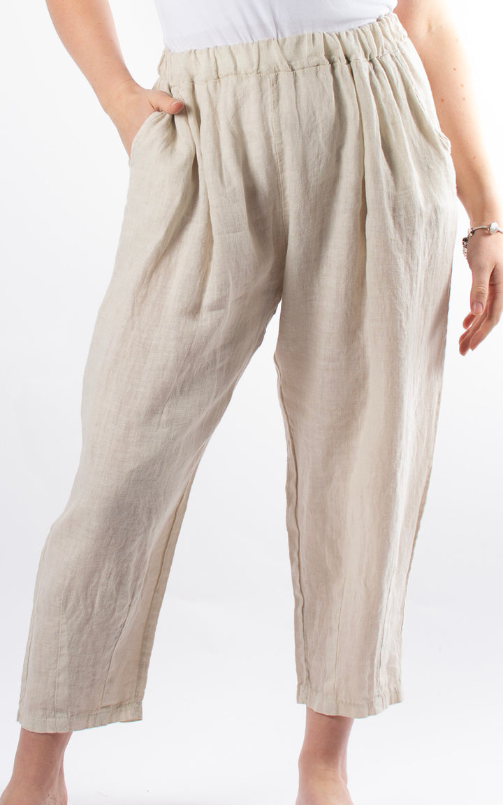Palma Straight Leg Linen Trousers | Beige