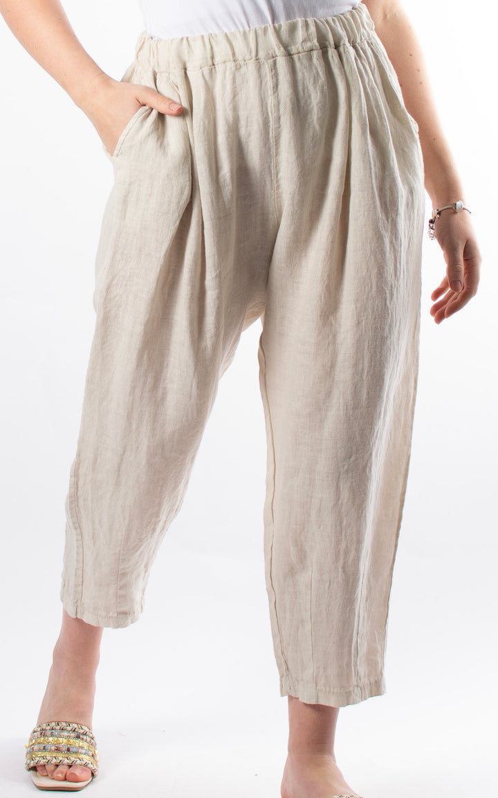 Palma Straight Leg Linen Trousers | Beige