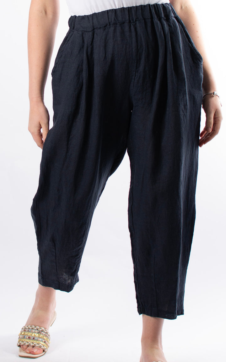 Palma Straight Leg Linen Trousers | Navy