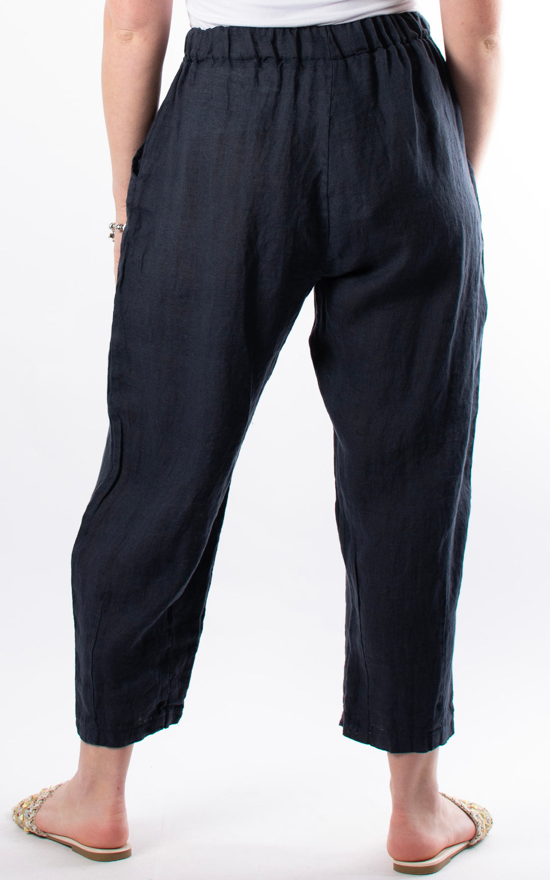 Palma Straight Leg Linen Trousers | Navy