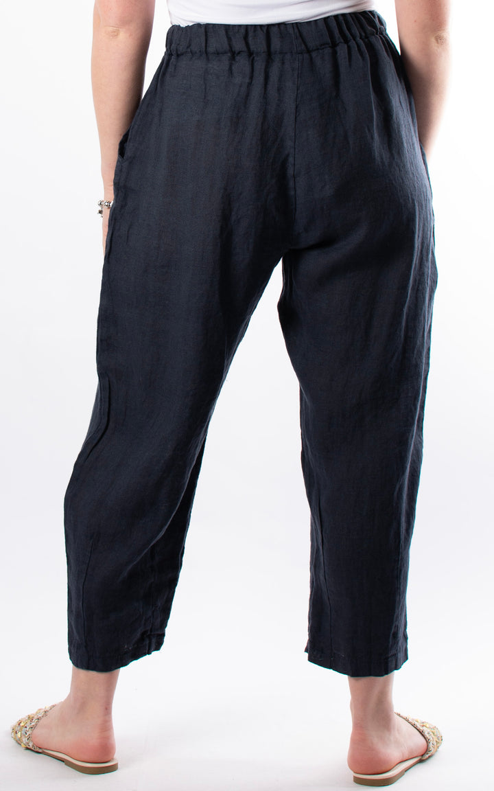 Palma Straight Leg Linen Trousers | Navy
