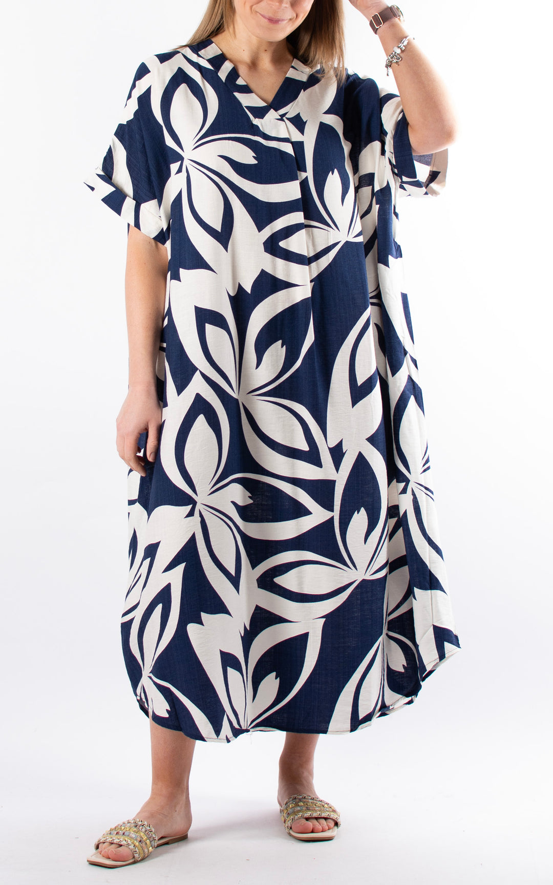 Palma V-Neck Dress | Blue