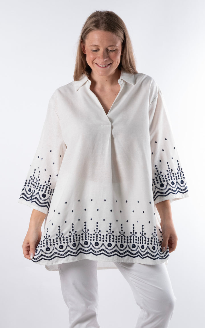 Palma V- Neck Shirt  | Ivory