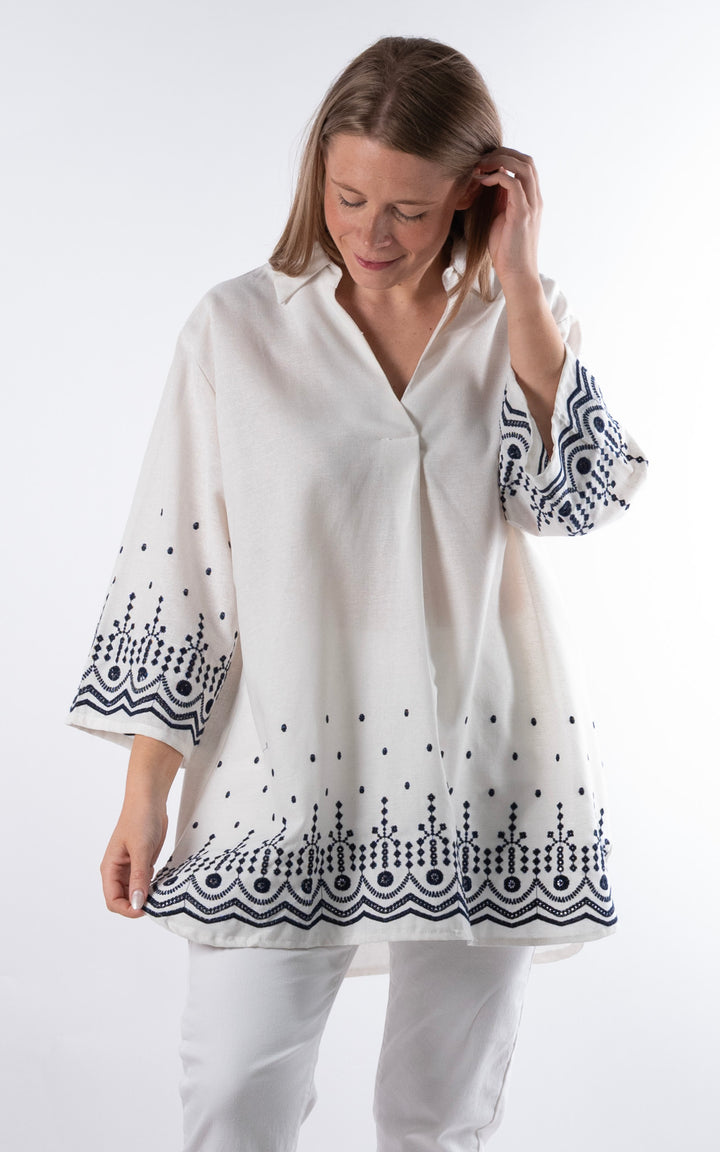 Palma V- Neck Shirt  | Ivory
