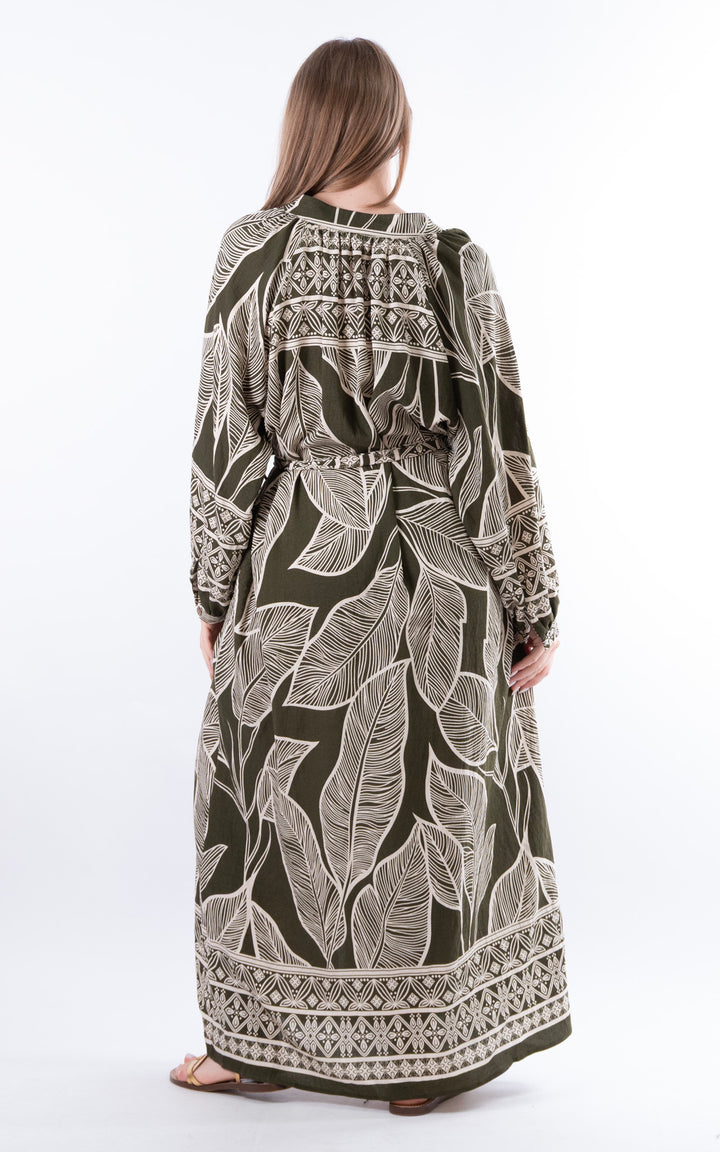 Palma Wrap Leaf Dress | Khaki