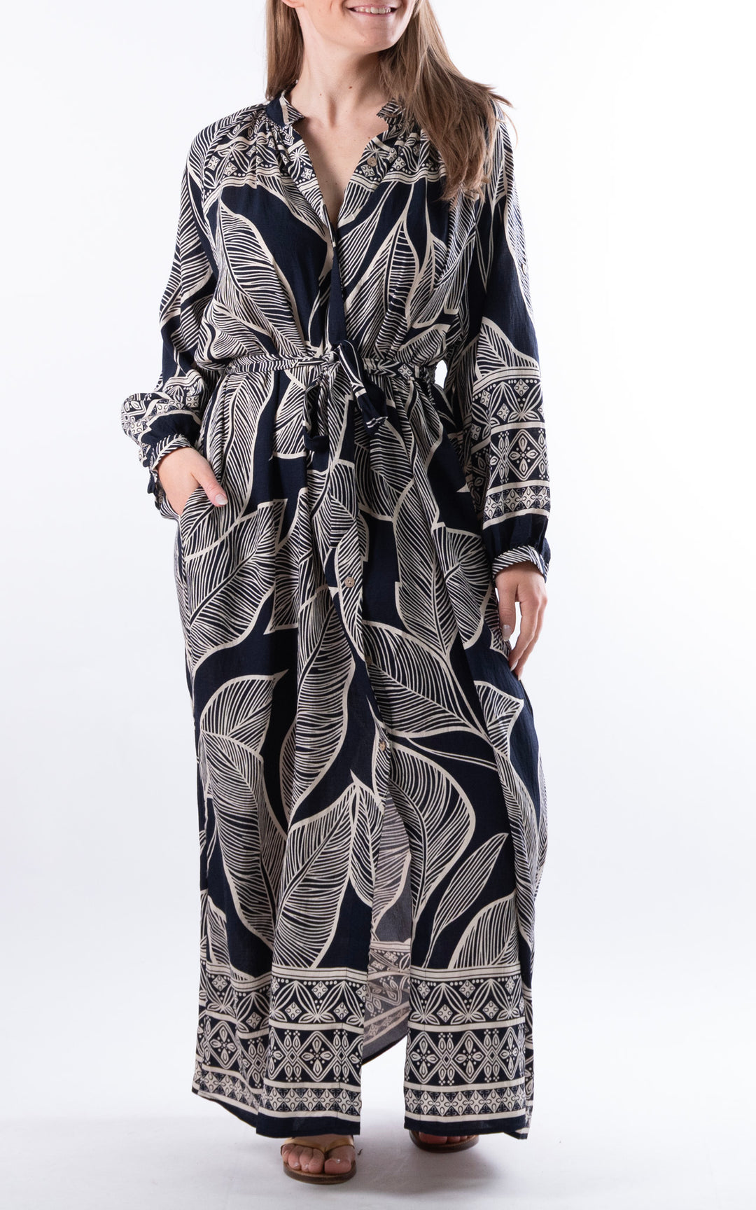 Palma Wrap Leaf Dress | Navy
