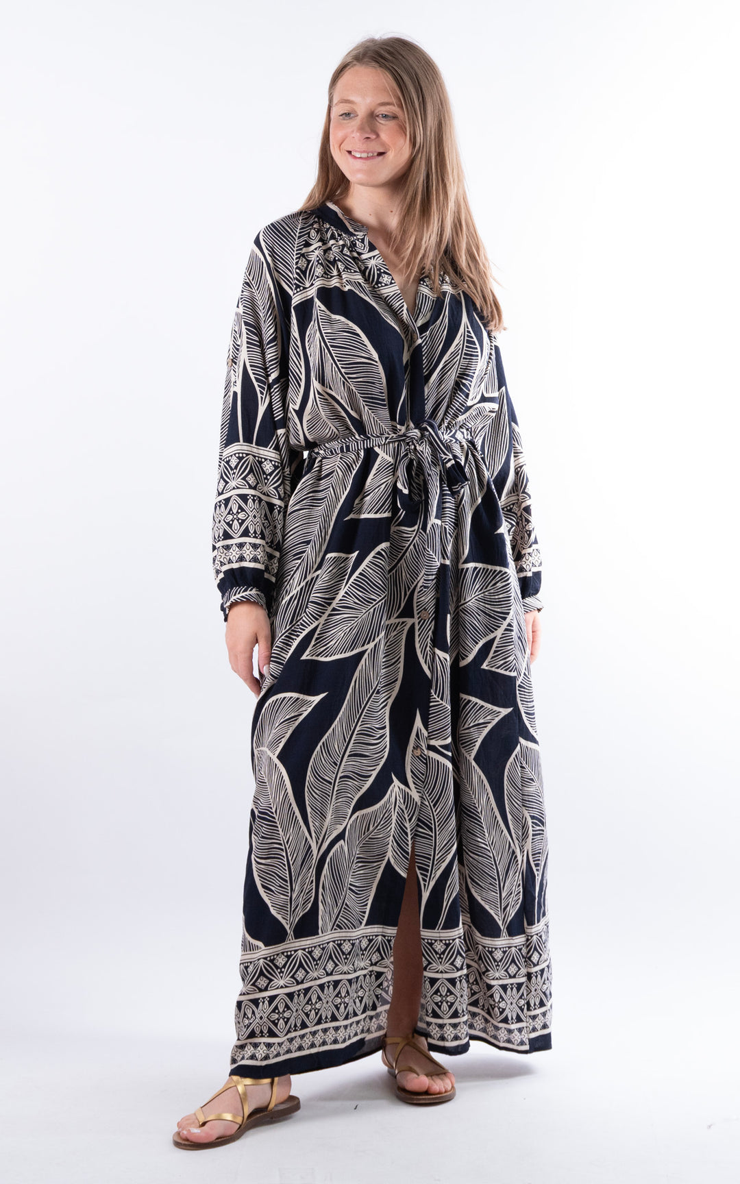 Palma Wrap Leaf Dress | Navy