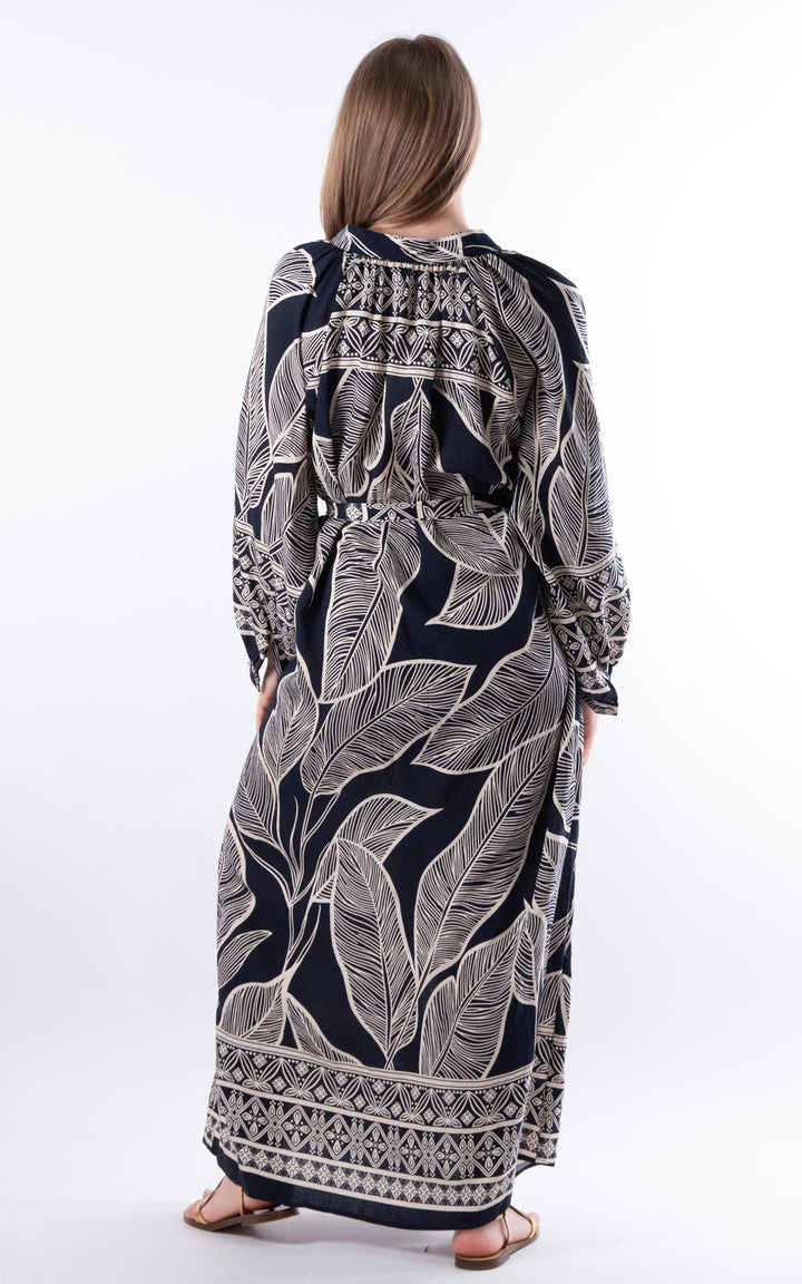 Palma Wrap Leaf Dress | Navy