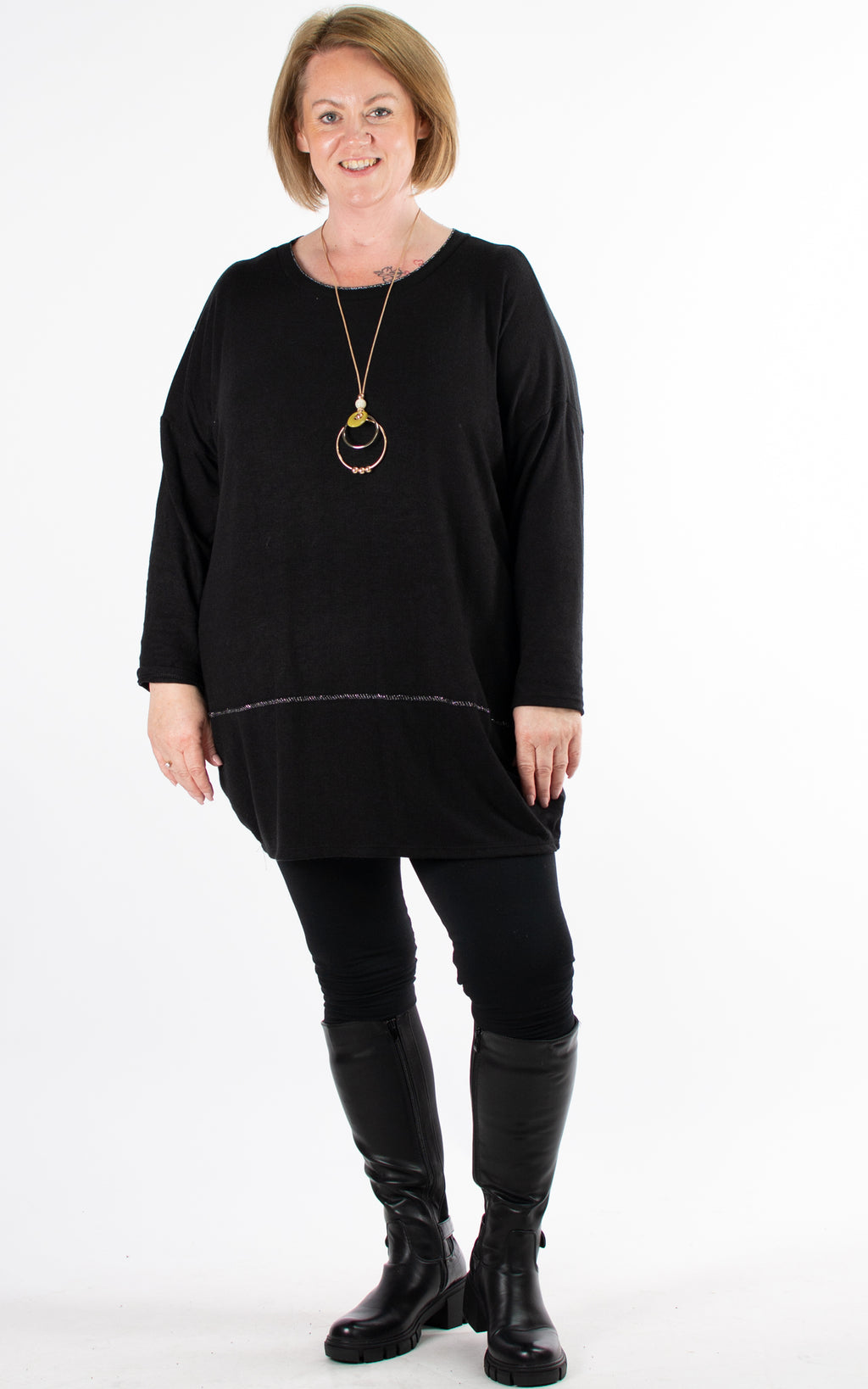 Pamela Silver Thread Details | Black